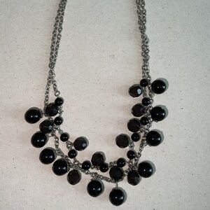 Elegant Black Layered Beaded Necklace